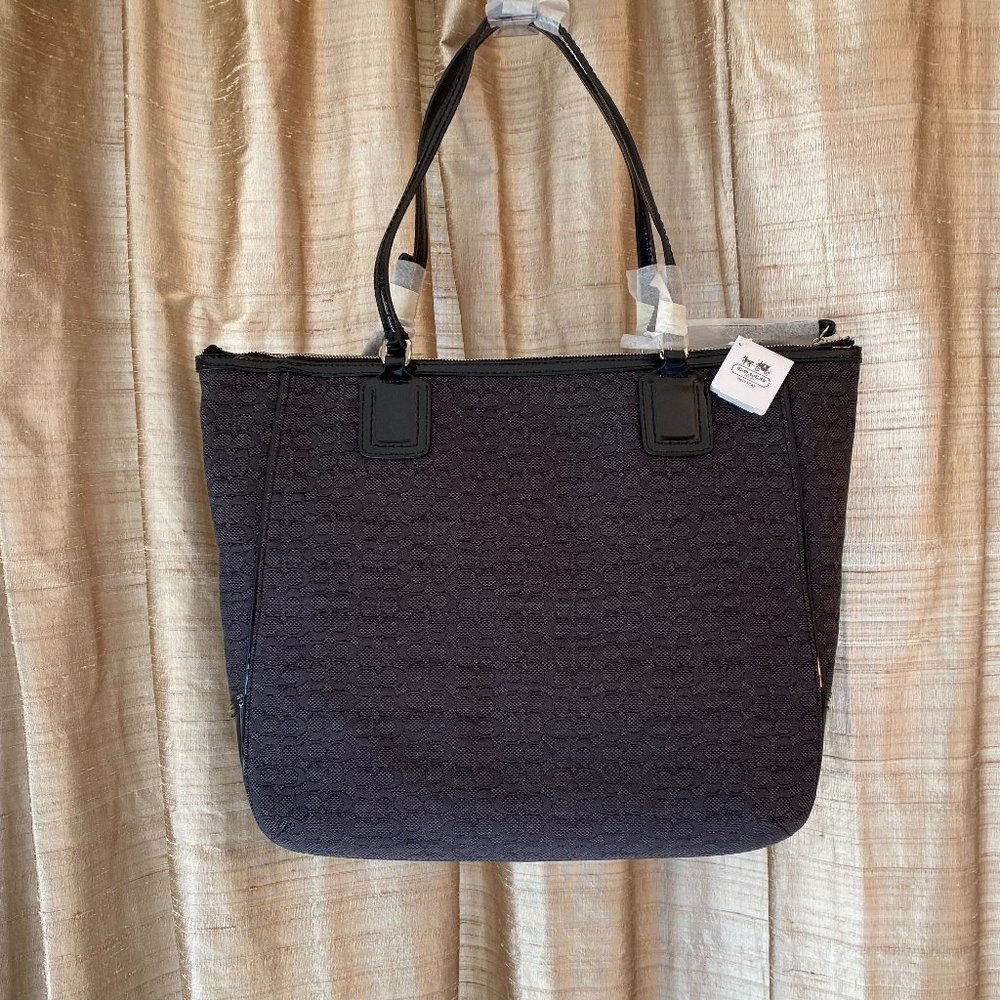 Coach Black Signature Poppy Oxford Tote